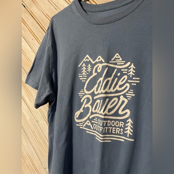Eddie Bauer blue & white logo outdoor adventure short sleeve T shirt Large - Picture 3 of 5